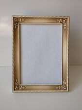 Vtg Ornate 5 X 7 Carved Rose Wood MidCentury Picture Frame Ivory Tan Brown picture