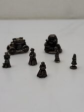 Vtg 7 Miniature pewter figurines marked 94IRS China Stage Coaches & People picture