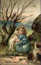 EAS Easter Jesus Christ as Child with Lamb c1910 Vintage Postcard picture