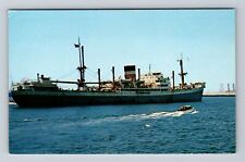 Long Beach CA-California, Freighter Anchored Long Beach Harbor Vintage Postcard picture