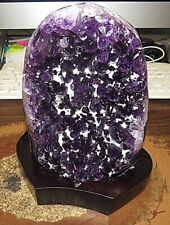 LARGE AMETHYST  CRYSTAL CLUSTER CATHEDRAL GEODE FROM URUGUAY ; white calcite picture