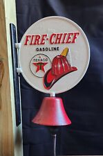 CAST IRON TEXACO FIRE-CHIEF WALL MOUNT DOOR BELL W/RINGER | MINT CONDITION picture