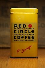 Vintage Red Circle Coffee Tin Piggy / Savings Bank picture