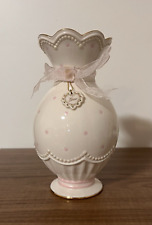 Lenox Pretty Polka Dot Porcelain Vase Gold Trim & Heart Charm with Tag picture