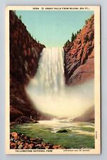 WY-Wyoming, Great Falls From Below, Antique, Vintage Souvenir Postcard picture