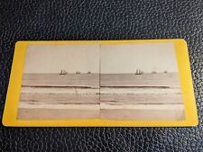 Stereoview Card The Ocean from Long Branch NJ Boats Sailboat Sailing picture