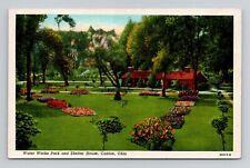 Postcard Water Works Park in Canton Ohio, Vintage Linen M7 picture