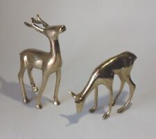 1950's Brass Deer Figurines -Mid Century Decor Christmas Holiday Decorations  picture