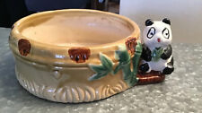Vintage Panda Bear Bamboo Design Ceramic Planter about 7 1/2 inches In length picture