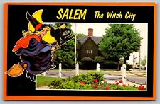 Massachusetts Salem Witch City Greetings House Street View Historic VTG Postcard picture