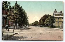 1913 PENNSBURG PENNSYLVANIA THIRD AND MAIN STREET VIEW EARLY POSTCARD P4116 picture