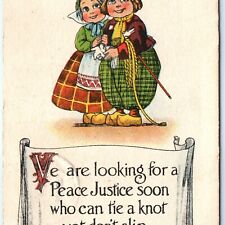 c1910s Romantic Dutch Children Peace Justice Marriage Knot Postcard Clogs A82 picture