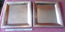 2 Handmade Hammered Copper Square Trays Plate 13.5” Some Vintage Patina Wall Art picture