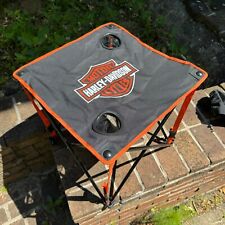 Harley Davidson Table Black Foldable Camping Portable Shield Bar Bag Cup Holder picture