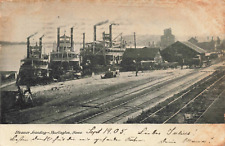 Postcard Steamer Landing Burlington Iowa IA Ships Railroad Tracks 1905 UDB picture