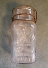 Antique 1896 Royal Full Measure Square Quart Canning Jar AC Smalley picture