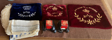 Vintage leather Tefillin, Jewish  Tallit/Tallis prayer shawl, and 3 velvet bags picture