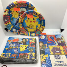 Pokemon Party Supply Lot Paper Plates, Napkins, Table Cloth Vintage 1999 picture