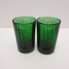 Jagermeister Shot Glasses Pair Heavy Green Glass Stags Head Logo Set 2X Bundle  picture
