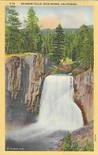 Vintage California Linen Postcard Rainbow Falls High Sierra picture