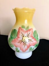 Vintage Heavy Hurricane Oil /Electric Chimney Hand Painted Floral- Beautiful picture
