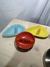 Set Of 3 Anholt Melamine Ashtrays Boomerang/Round Red/Yellow/Blue picture
