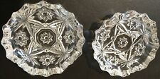 Antique Pair Vintage Heavy Lead Crystal Glass Set of 2 clear Ash Tray Cigarette  picture