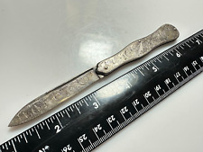 Antique Beautifully Engraved COIN SILVER FRUIT POCKET KNIFE picture