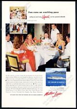1954 SS Lurline ship to Hawaii dinner photo Matson Lines travel vintage print ad picture