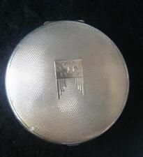 lovely Art Deco hallmarked silver compact 1934 birmingham Monogram to top picture