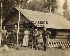 1907 AMERICAN FRONTIER 8X10 PHOTO WINCHESTER RIFLES LOG CABIN WESTERN COWBOYS picture