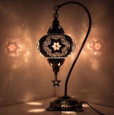 DEMMEX Turkish Moroccan Mosaic Table Lamp, Swan Neck Handmade Black-White  picture