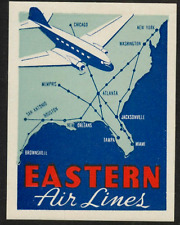 EASTERN AIRLINES - Beautiful & Scarce Airline Luggage Label / Poster Stamp, 1955 picture