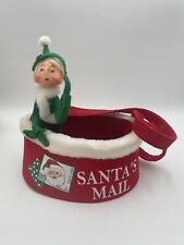 Annalee 2011 Santa’s Mail Red Christmas Card Holder Green Elf Doll picture