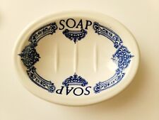 Staffordshire England Old World Soap Dish Blue. Royal Crownford Ironstone picture