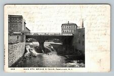 Pawtucket RI-Rhode Island, Main Street Bridge & Falls Vintage Souvenir Postcard picture