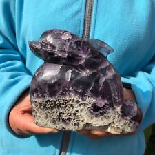 4.1 LB Stunning Natural Fluorite Quartz Crystal - Hand Carved DOLPHIN picture