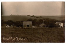 KS Beautiful Kansas Farm Barn House Windmill Wind Mill Landscape Postcard RPPC picture