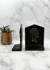 Pair Of Antique President Abraham Lincoln Cast Iron Bronze Metal Bookends picture