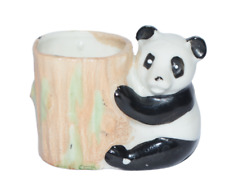 Vintage Panda Bear on Bamboo Toothpick Holder Figurine Japan picture