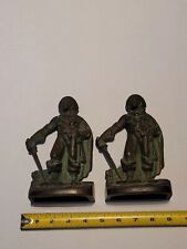 Vintage Antique Cast Metal Pirate Swashbuckler Treasure Bookends Lot of 2 Rare picture