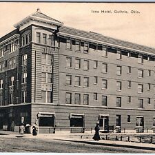 c1900s Guthrie, Okla. Ione Hotel Postcard Girl Downtown Collotype Photo A71 picture