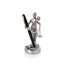 Bey Berk Antique Silver Plated Lady Justice Pen Holder picture