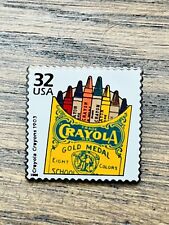 CRAYOLA 32 Cent Stamp Pinback Lapel USPS Postal Stamp Crayon Collectible 1998 picture