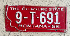 1955 MONTANA license plate - POWDER RIVER CO - SUPERB vintage antique auto tag picture