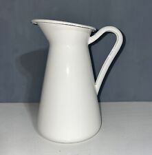 IKEA Sweden Flower Vase Pitcher White Enamel Metal Jug picture