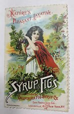 1890’s California Fig Syrup, Advertising Read Card Fold Out Louisville San Franc picture
