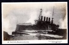USS Memphis Battleship On The Rocks RPPC Real Photo Vintage Postcard N. Moser NY picture