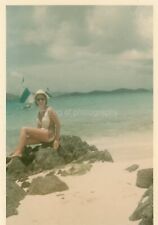 SUMMER GIRL Young Woman FOUND PHOTO Color ORIGINAL Snapshot VINTAGE 36 LA 89 AA picture