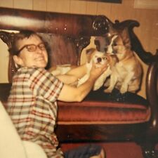 (AmD) FOUND Photo Photograph 1968 Odd Woman Crazy Smile Little Dogs picture